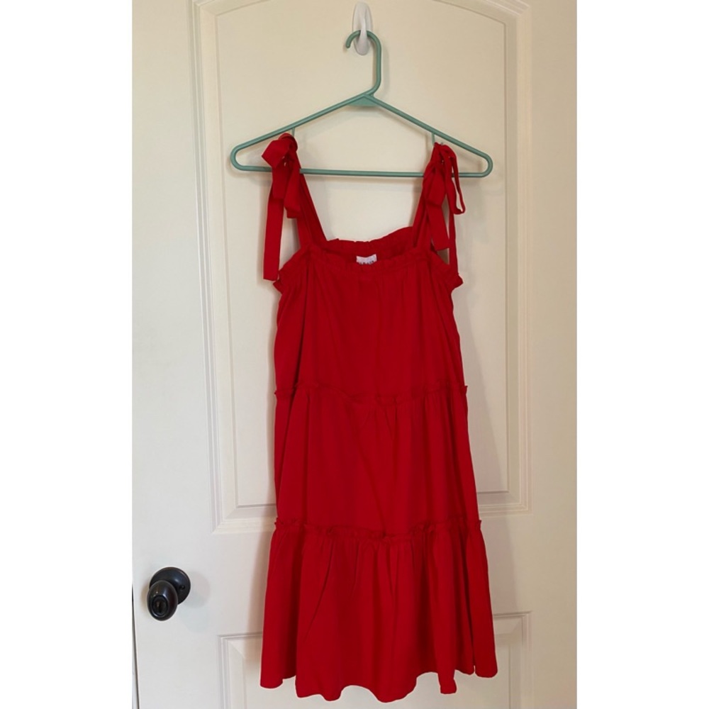 Red Babydoll Dress With Tie Straps